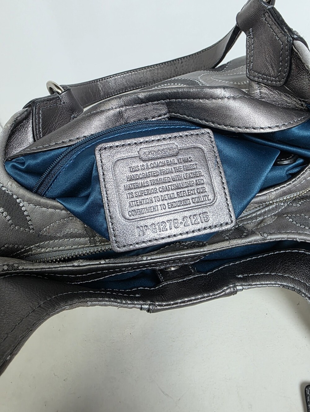 Coach Madison Maggie Silver Gray Signature Hobo Shoulder Bag & Matching Wallet - Picture 12 of 16